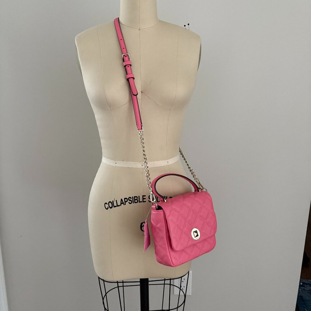 Kate Spade Natalia Square Quilted Leather Crossbody Bright Blush Pink Barbiecore